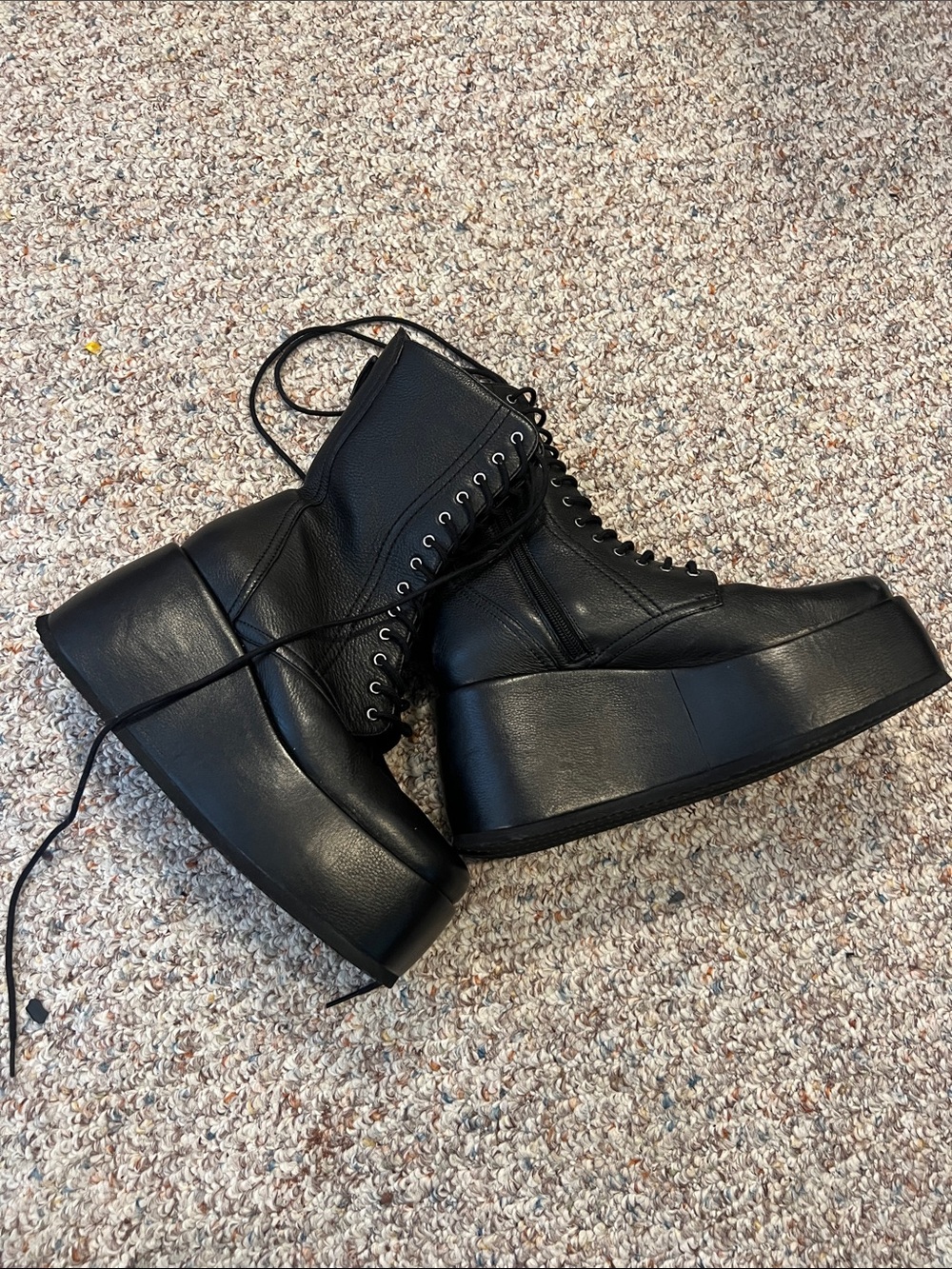 Free People Black Platform Lace-Up Combat Boots